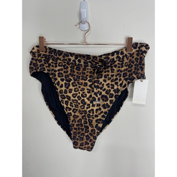 Good American Show Off Bikini Bottom in Leopard Size 6/3XL Animal Print Belted - Picture 2 of 5